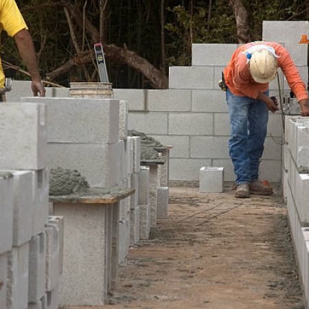 A CMU Wall being erected.